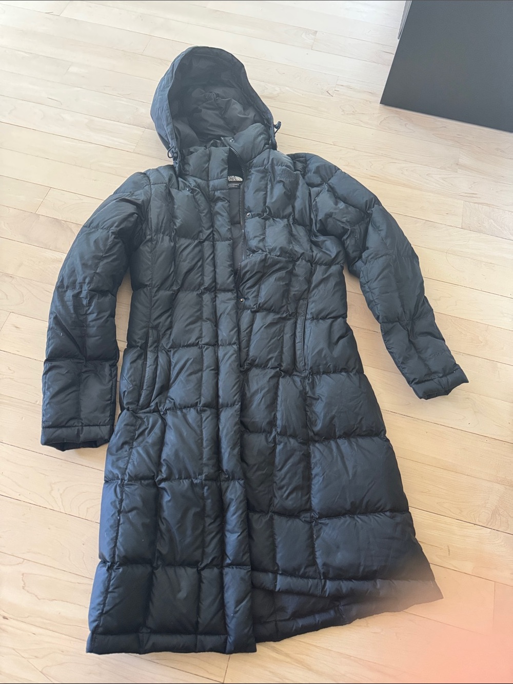 The North Face Women's Long Black Quilted Hooded Puffer Coat